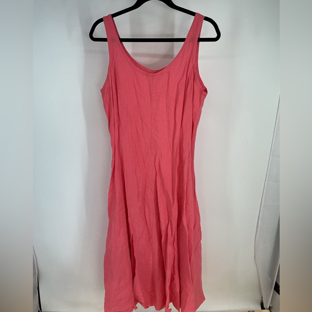 Eileen Fisher Coral Pink Linen Tank Flowy Dress Best Fits Size M
